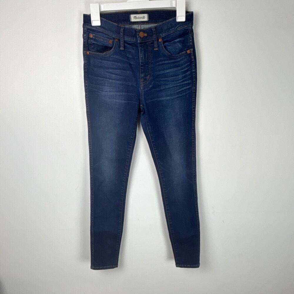 Madewell 9”high-rise skinny jeans, medium wash, button accents, blue, women's 27